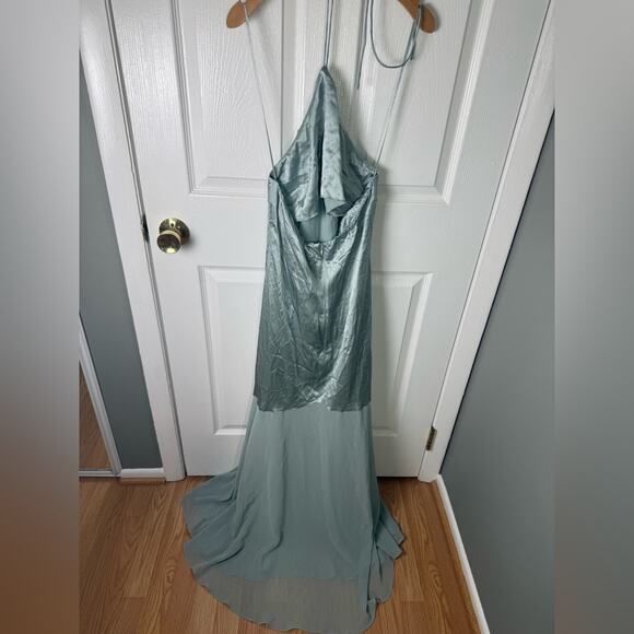 Reformation Tosca Silk Dress Aquamarine 10 - Picture 7 of 7